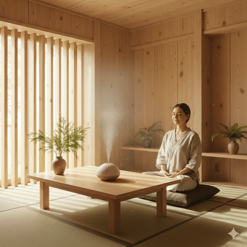 自然素材の健康的な木の家内観