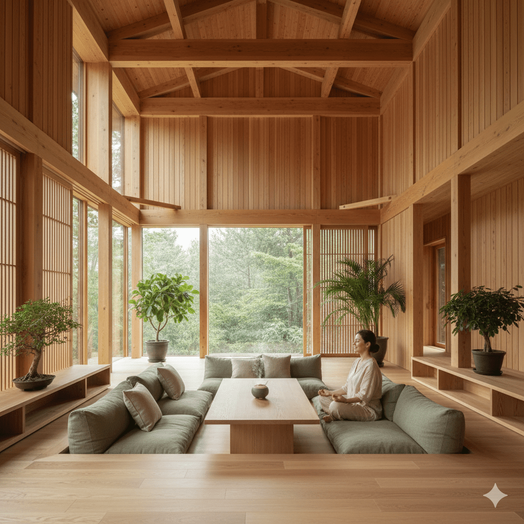 木の温もりを感じるリビング内装